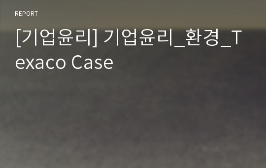 [기업윤리] 기업윤리_환경_Texaco Case