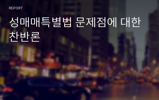 성매매특별법 문제점에 대한 찬반론