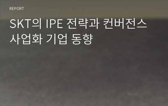 SKT의 IPE 전략과 컨버전스 사업화 기업 동향