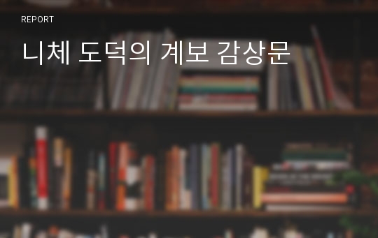 니체 도덕의 계보 감상문