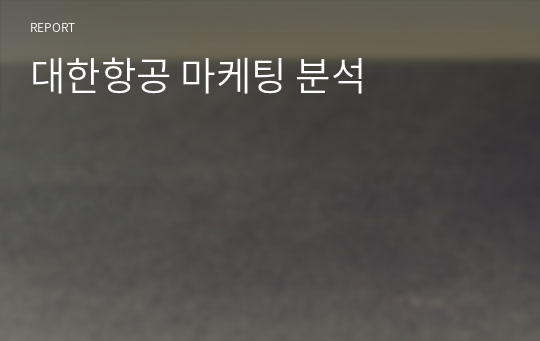 대한항공 마케팅 분석