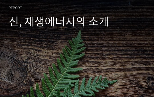 신, 재생에너지의 소개