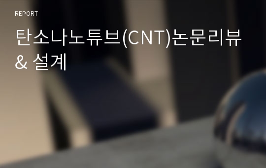 탄소나노튜브(CNT)논문리뷰 &amp; 설계