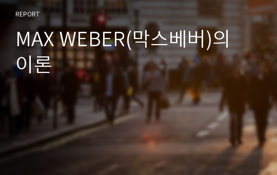 MAX WEBER(막스베버)의 이론