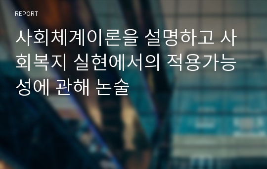 사회체계이론을 설명하고 사회복지 실현에서의 적용가능성에 관해 논술