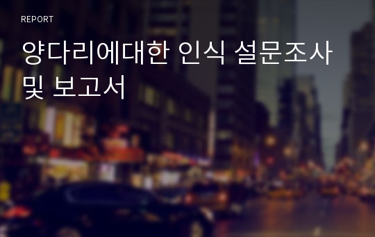 양다리에대한 인식 설문조사및 보고서