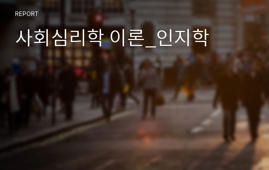 사회심리학 이론_인지학