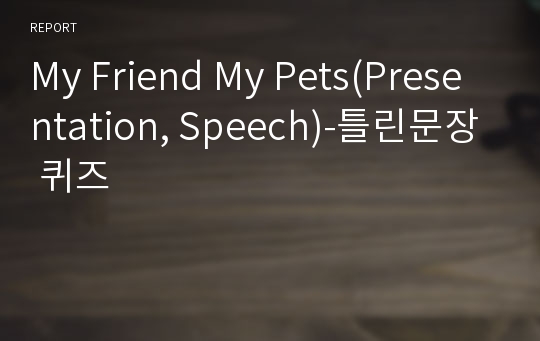 My Friend My Pets(Presentation, Speech)-틀린문장 퀴즈