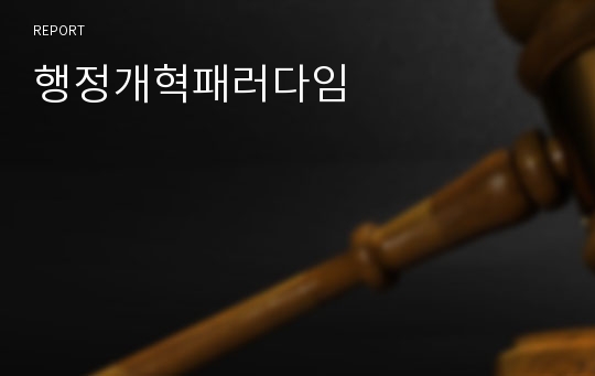 행정개혁패러다임