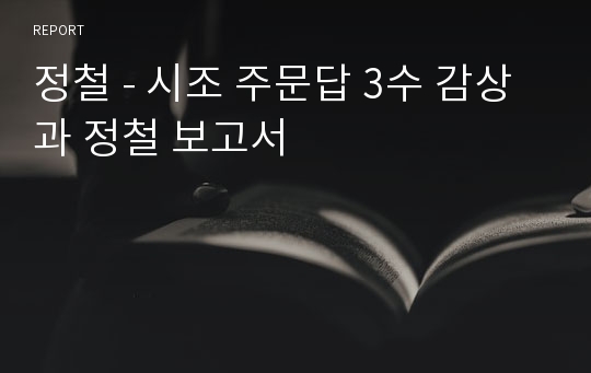 정철 - 시조 주문답 3수 감상과 정철 보고서