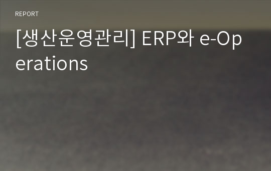 [생산운영관리] ERP와 e-Operations