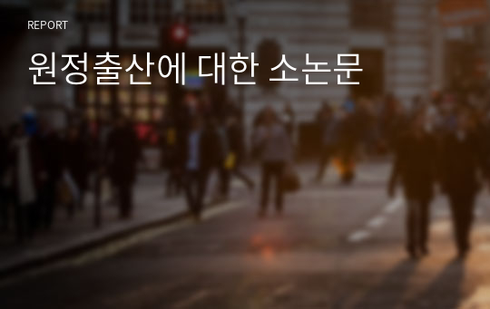 원정출산에 대한 소논문