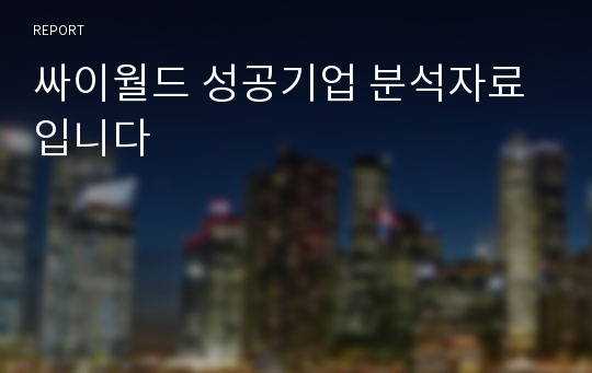 싸이월드 성공기업 분석자료 입니다