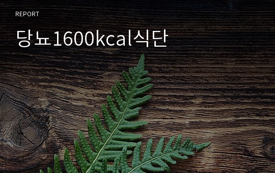 당뇨1600kcal식단