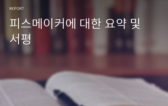 피스메이커에 대한 요약 및 서평