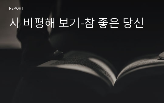 시 비평해 보기-참 좋은 당신