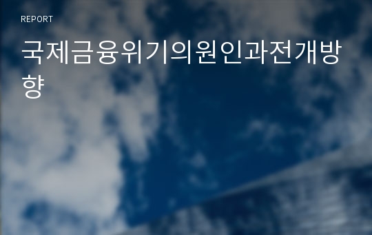 국제금융위기의원인과전개방향