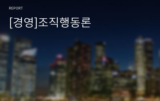 [경영]조직행동론