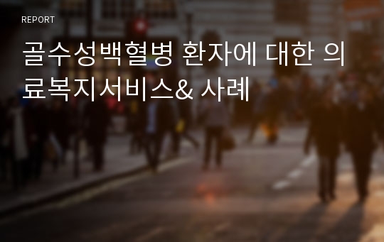 골수성백혈병 환자에 대한 의료복지서비스&amp; 사례