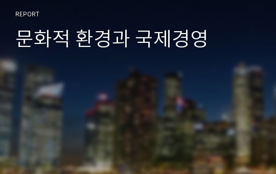 문화적 환경과 국제경영