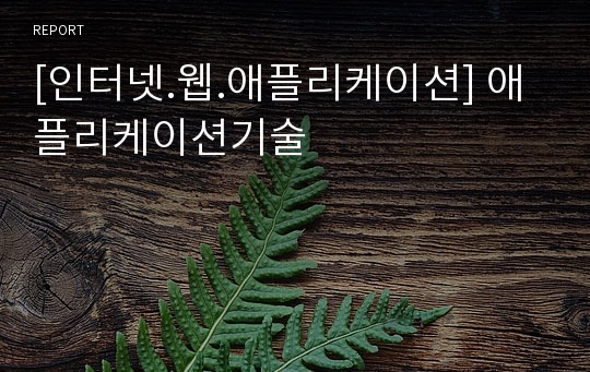 [인터넷.웹.애플리케이션] 애플리케이션기술