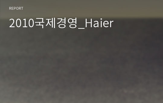 2010국제경영_Haier