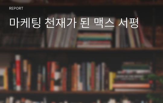 마케팅 천재가 된 맥스 서평