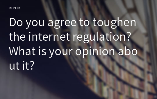 Do you agree to toughen the internet regulation? What is your opinion about it?