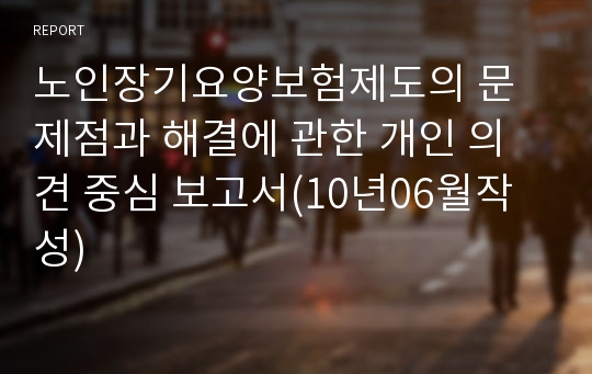 노인장기요양보험제도의 문제점과 해결에 관한 개인 의견 중심 보고서(10년06월작성)