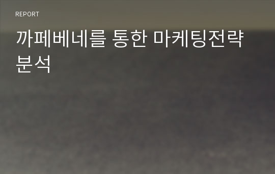 까페베네를 통한 마케팅전략 분석