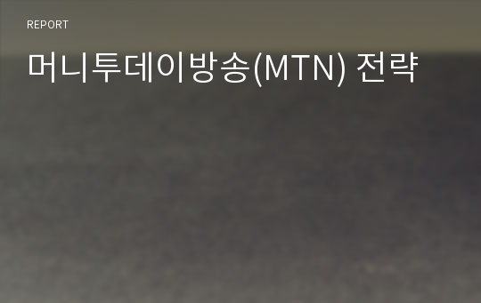 머니투데이방송(MTN) 전략