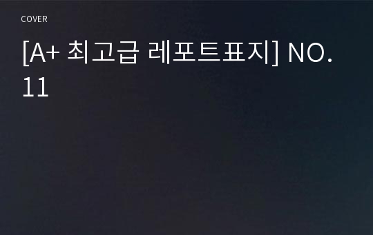 [A+ 최고급 레포트표지] NO.11