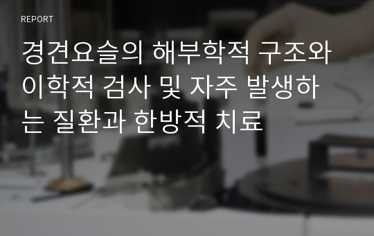 경견요슬의 해부학적 구조와 이학적 검사 및 자주 발생하는 질환과 한방적 치료