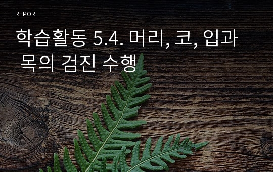 학습활동 5.4. 머리, 코, 입과 목의 검진 수행