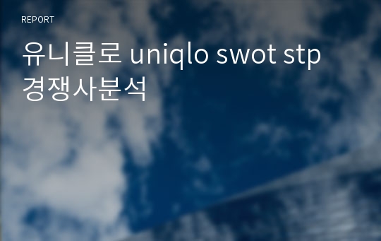 유니클로 uniqlo swot stp 경쟁사분석