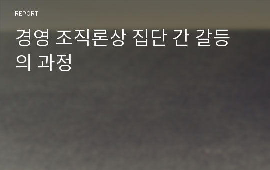 경영 조직론상 집단 간 갈등의 과정