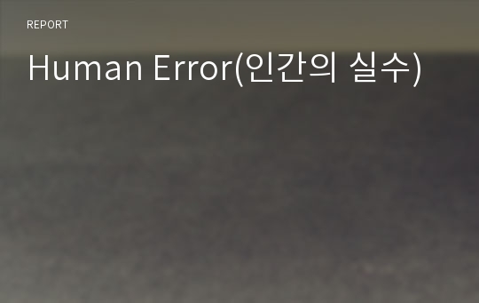 Human Error(인간의 실수)