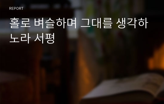 홀로 벼슬하며 그대를 생각하노라 서평