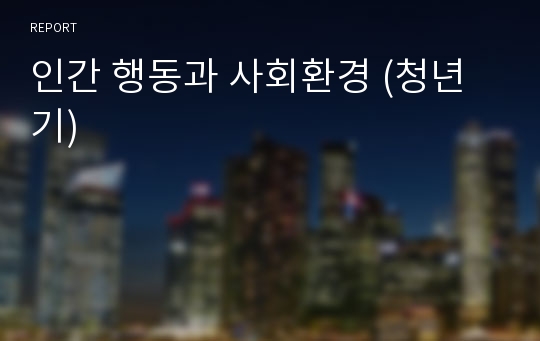 인간 행동과 사회환경 (청년기)