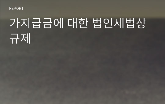 가지급금에 대한 법인세법상 규제