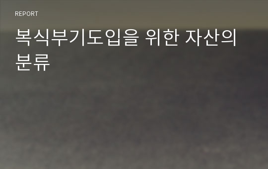 복식부기도입을 위한 자산의 분류