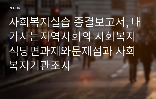 사회복지실습 종결보고서, 내가사는지역사회의 사회복지적당면과제와문제점과 사회복지기관조사