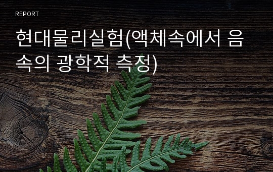 현대물리실험(액체속에서 음속의 광학적 측정)