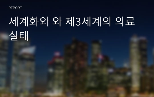 세계화와 와 제3세계의 의료실태