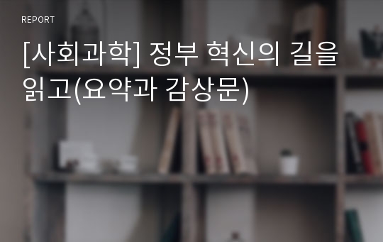 [사회과학] 정부 혁신의 길을 읽고(요약과 감상문)