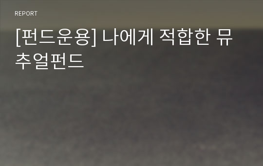 [펀드운용] 나에게 적합한 뮤추얼펀드