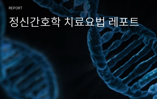 정신간호학 치료요법 레포트