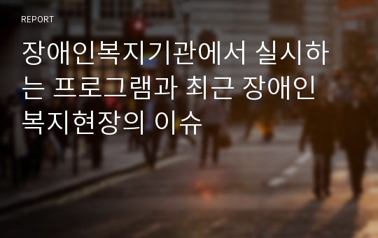 장애인복지기관에서 실시하는 프로그램과 최근 장애인 복지현장의 이슈