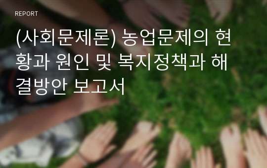 (사회문제론) 농업문제의 현황과 원인 및 복지정책과 해결방안 보고서