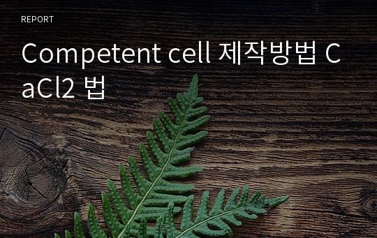 Competent cell 제작방법 CaCl2 법